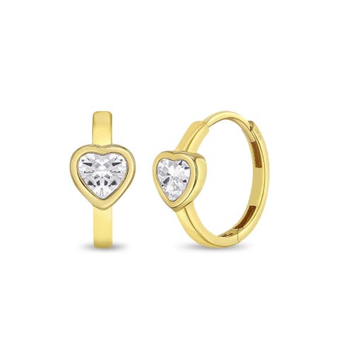 In Season Jewelry 14k Sparkling Heart Hoop Earrings in Gold at Nordstrom