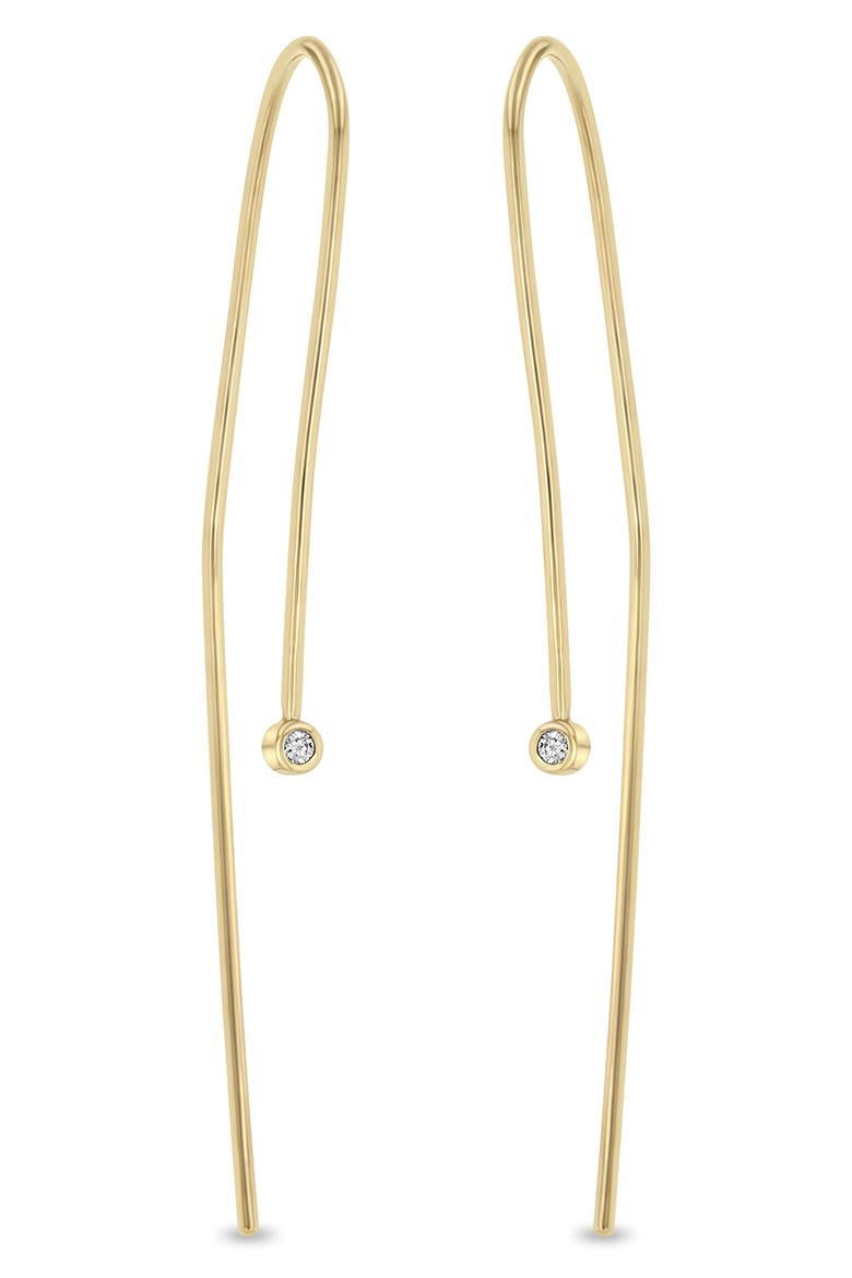 Bezel Set Diamond Threader Earrings, Main, color, 14K YELLOW GOLD