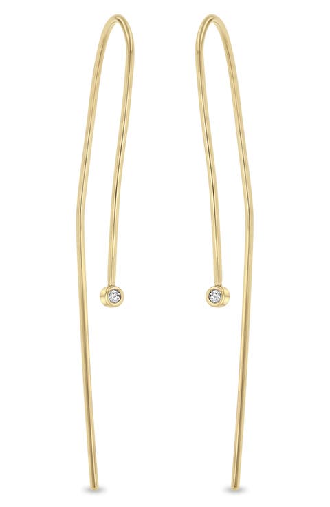 Bezel Set Diamond Threader Earrings