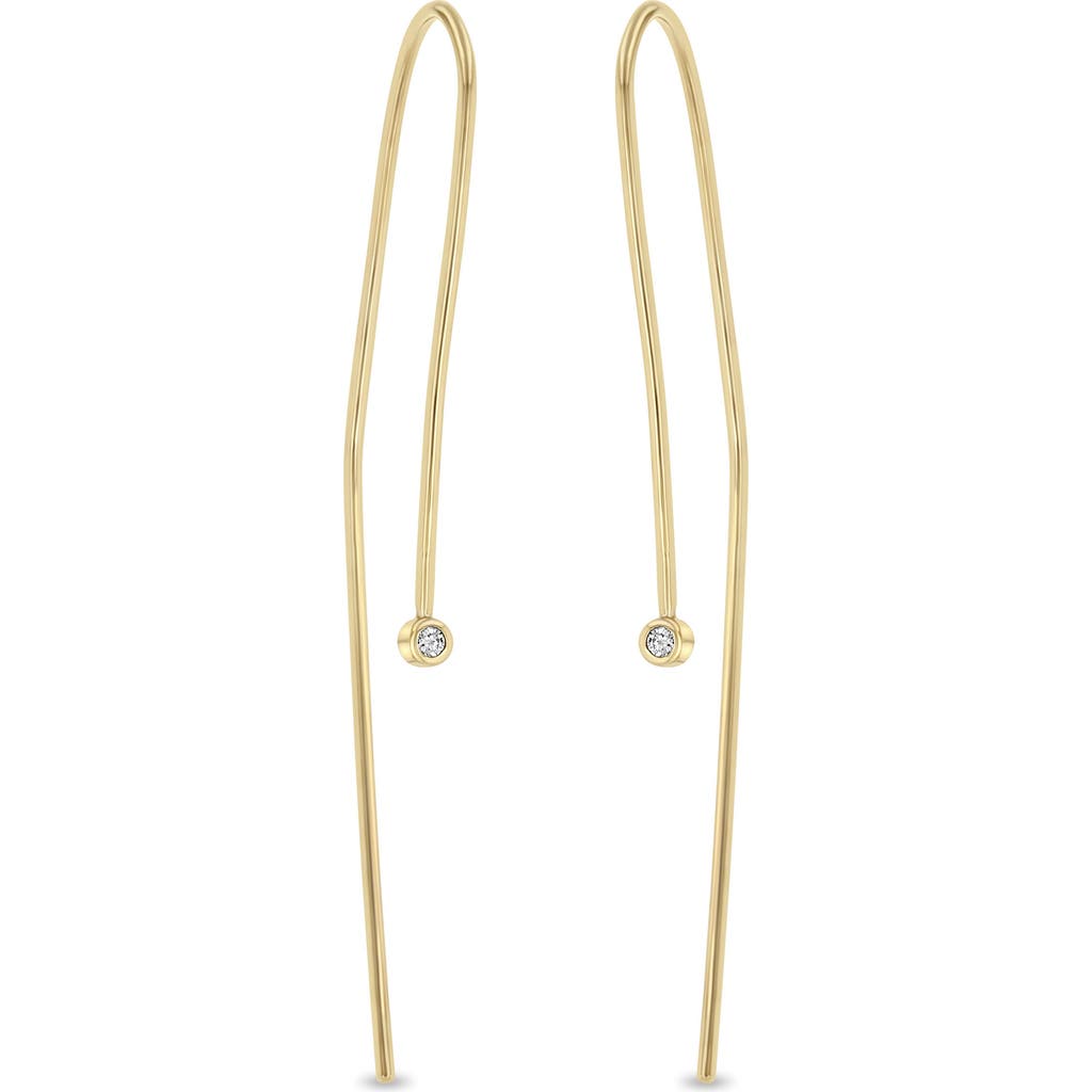 Zoë Chicco 14k Yellow Gold And Bezel Set Diamond Wire Earrings In 14k Yellow Gold