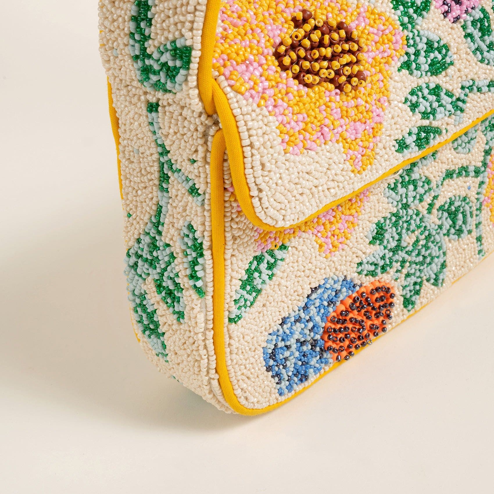 Zsa Zsa Zsu Delhi Beaded 100% Polyester Shoulder Bag 9X6 In, Alternate, color, Yellow