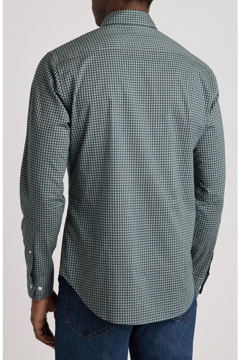 Everyday Gingham Cotton Blend Button-Down Shirt, Alternate, color, HEATHER GREY GREEN GINGHAM