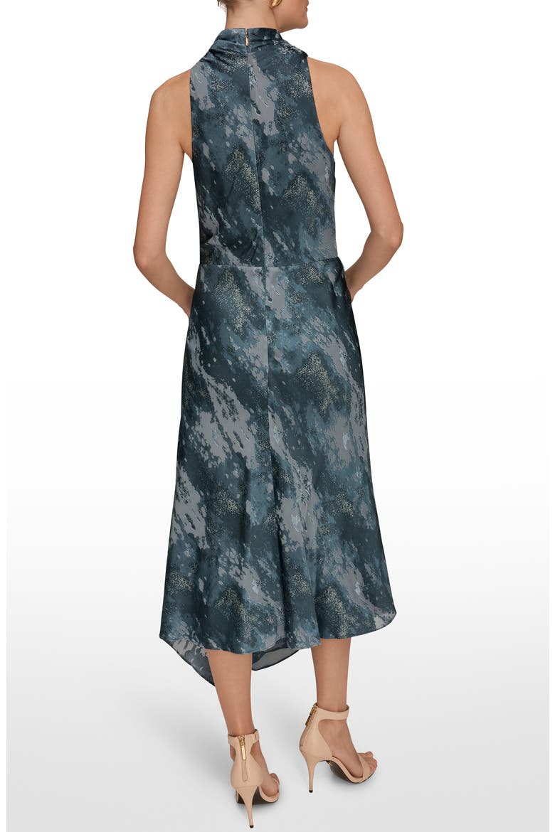 Print Sleeveless Mock Neck Maxi Dress, Alternate, color, BLUE COMBO/ GOLD FOIL