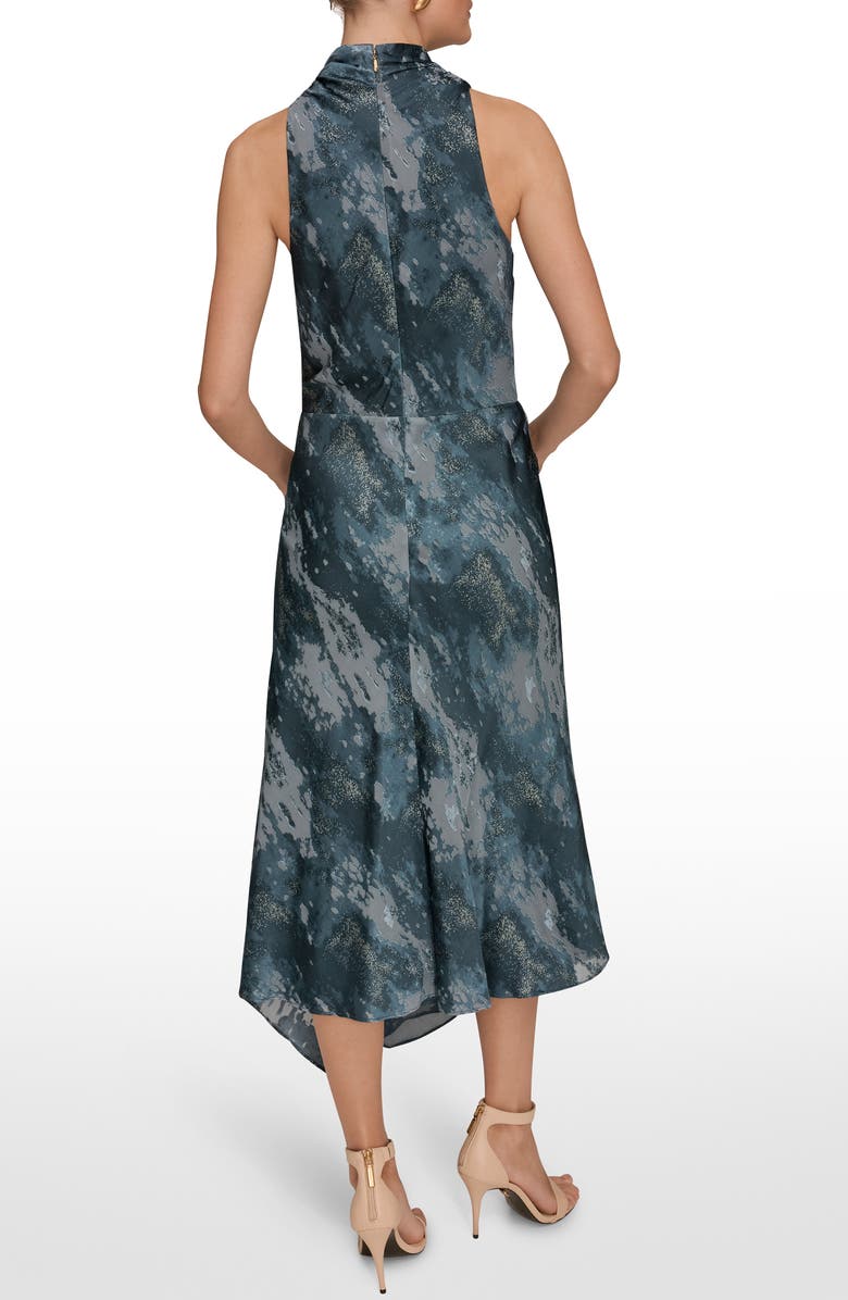 Donna Karan New York Print Sleeveless Mock Neck Maxi Dress, Alternate, color, Blue Combo/ Gold Foil