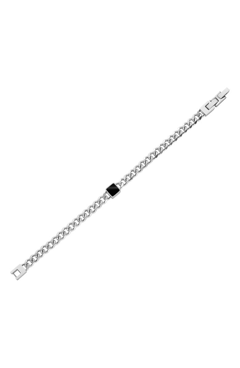 GEOFFREY BEENE Men's Semiprecious Stone Curb Chain Bracelet, Alternate, color, Black