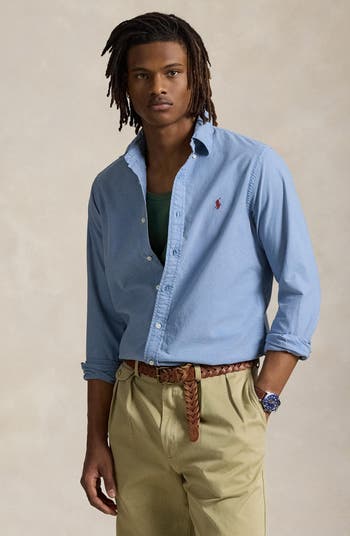Classic Fit Garment Dyed Cotton Button-Down Oxford Shirt