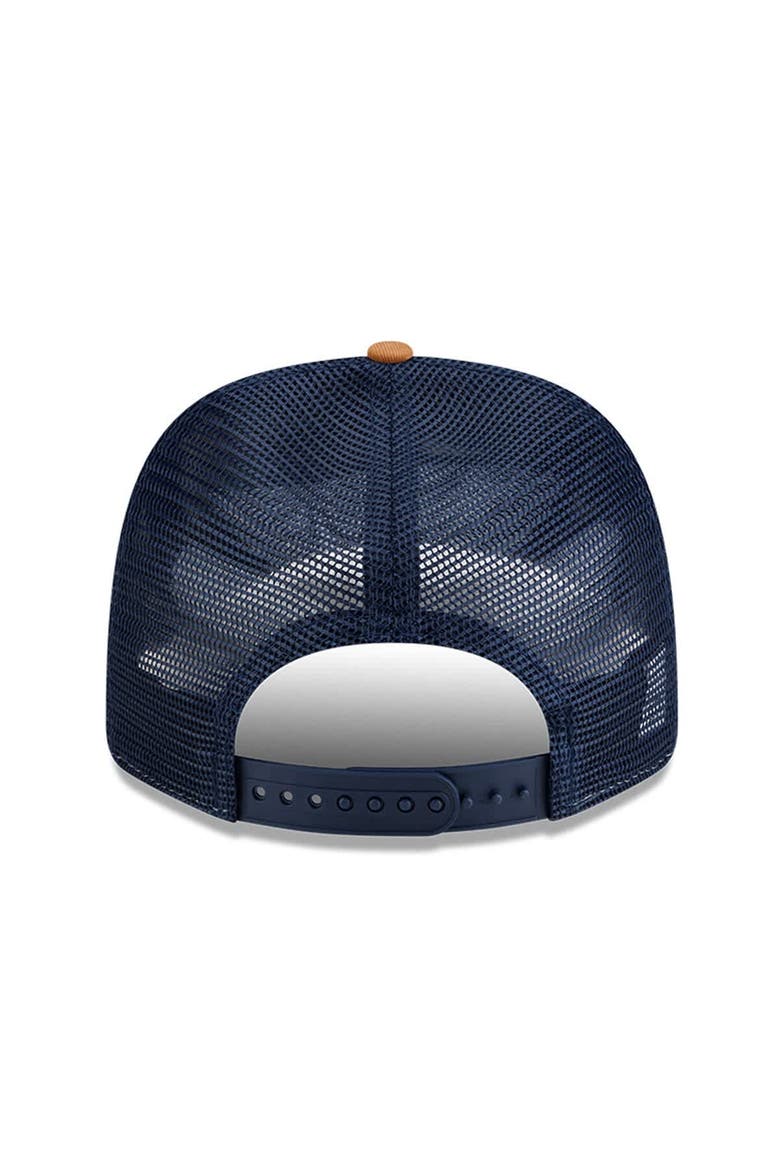 Men's New Era  Brown/Navy Dallas Cowboys Team Patch Split Panel 9SEVENTY Adjustable Trucker Hat, Alternate, color, Brown