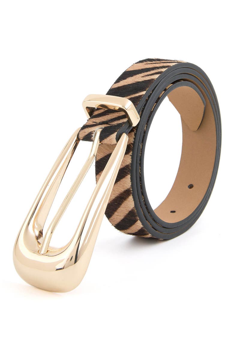 Tiger Print Genuine Calf Hair Leather Belt, Alternate, color, TIGER