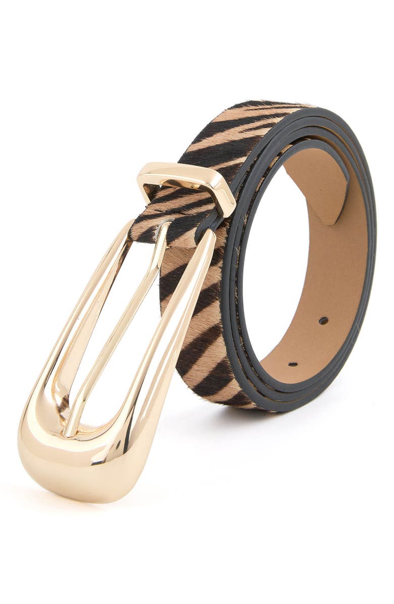 Ettika Tiger Print Genuine Calf Hair Leather Belt, Alternate, color, Tiger