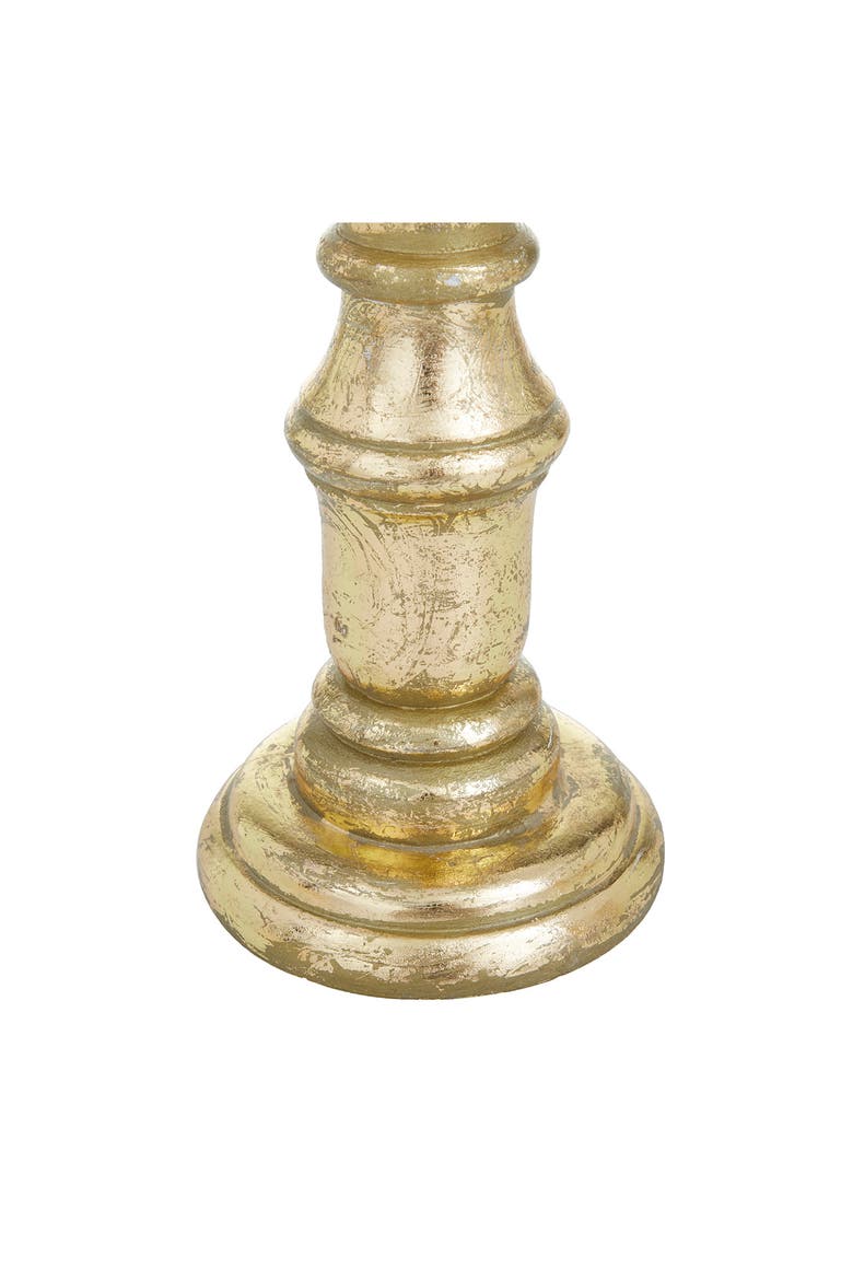 Goldtone Mango Wood Turned Style Pillar Candle Holder - Set of 3, Alternate, color, GOLD