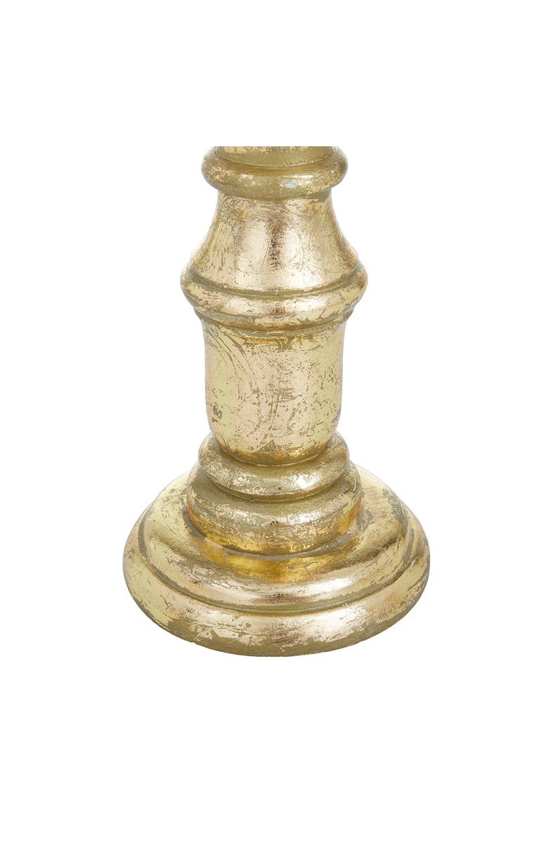 VIVIAN LUNE HOME Goldtone Mango Wood Turned Style Pillar Candle Holder - Set of 3, Alternate, color, Gold