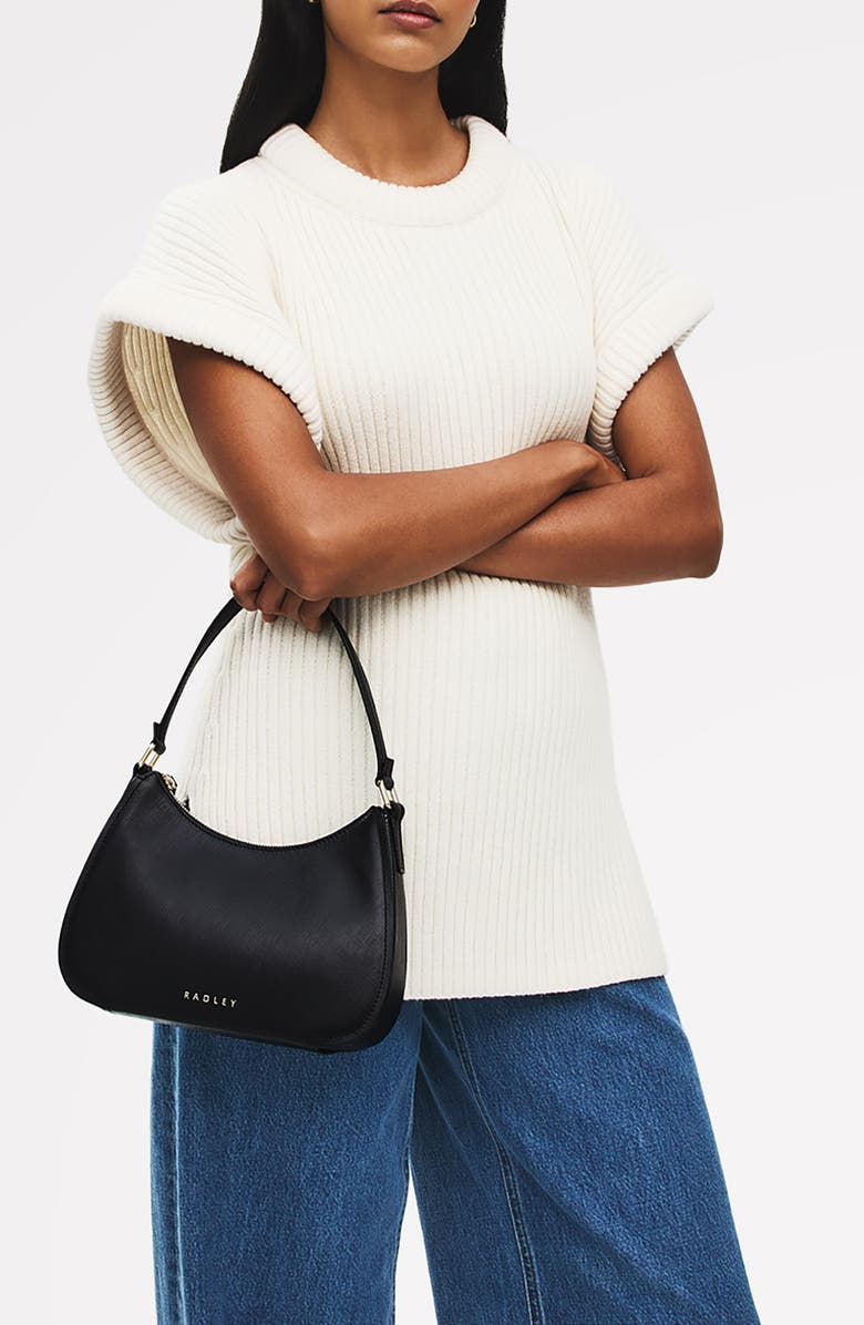 Radley Medium Crosby Leather Shoulder Bag, Alternate, color, Black