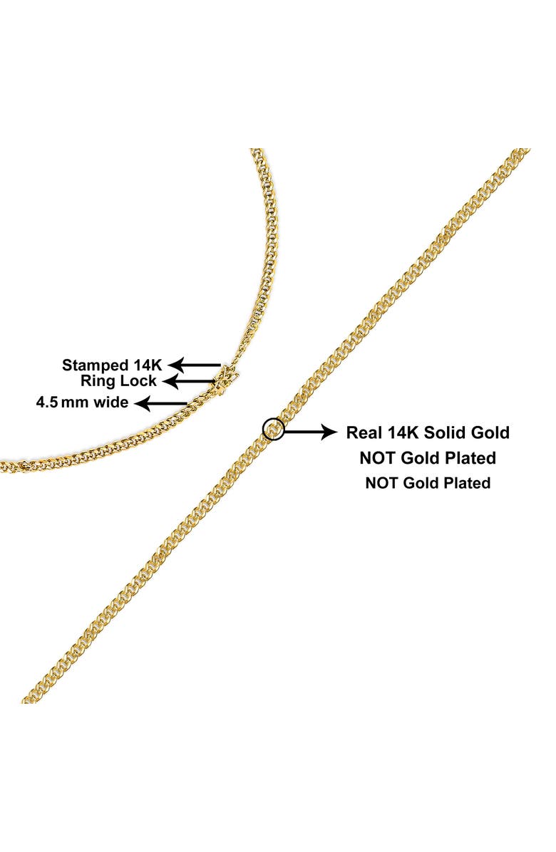 Haus of Brilliance Semi-Solid 14K Yellow Gold 4.5mm Miami Cuban Chain Necklace - Unisex Chain, Alternate, color, Yellow