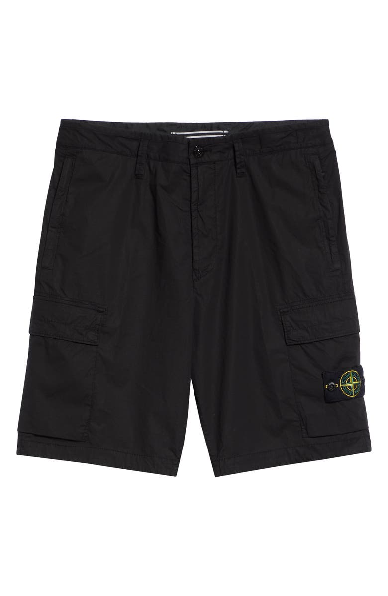 Stone Island Regular Fit Stretch Cotton Cargo Bermuda Shorts, Alternate, color, Black