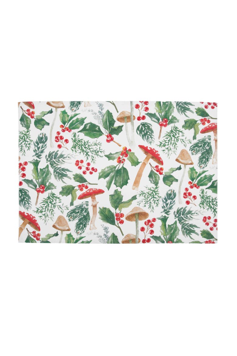 Mushroom Meadow Placemats Set of 6, 14" x 20", Alternate, color, Green