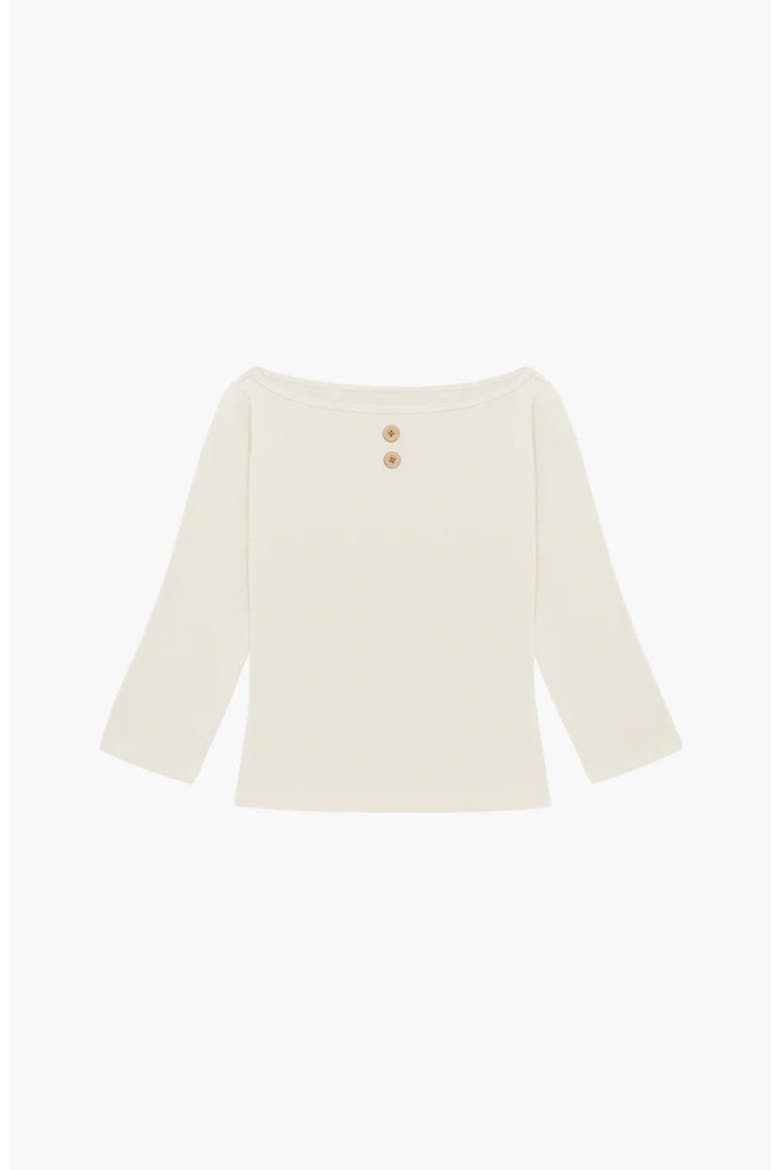 3/4 Sleeve Boat Neck Top, Main, color, Cream