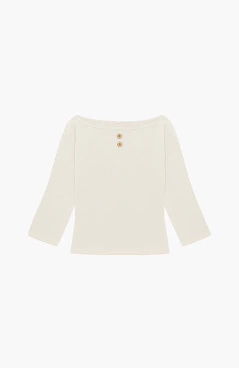 3/4 Sleeve Boat Neck Top