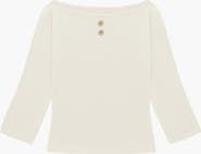 Oddli 3/4 Sleeve Boat Neck Top