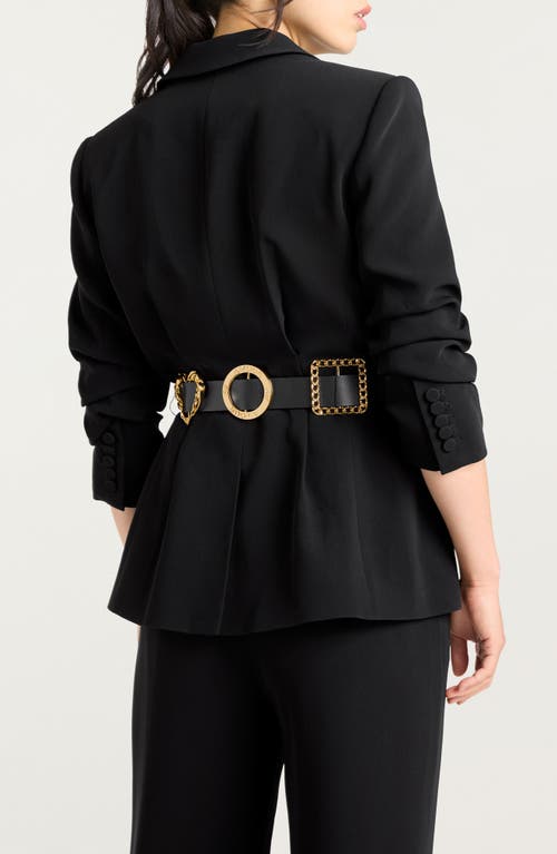 Cinq À Sept Ruched Sleeve Belted Blazer In Black