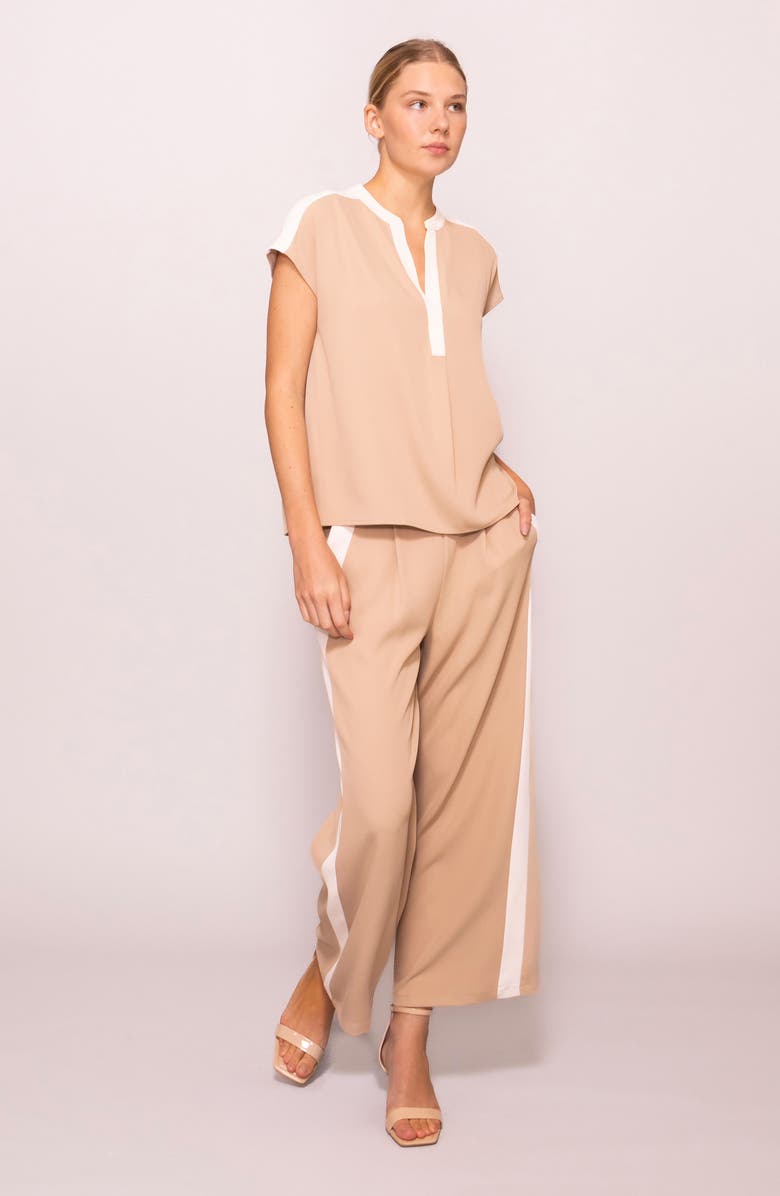 MELLODAY Side Stripe Wide Leg Pants, Alternate, color, Light Khaki/ Bone
