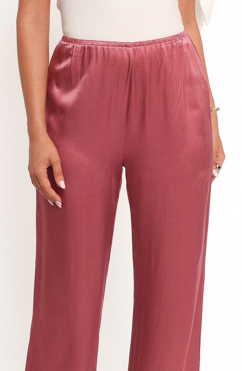 Petal & Pup Carissa Wide Leg Satin Pants, Alternate, color, Dusty Rose
