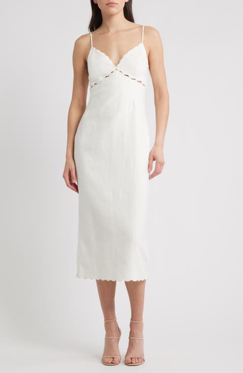 Sydelle Embroidered Trim Linen Midi Dress