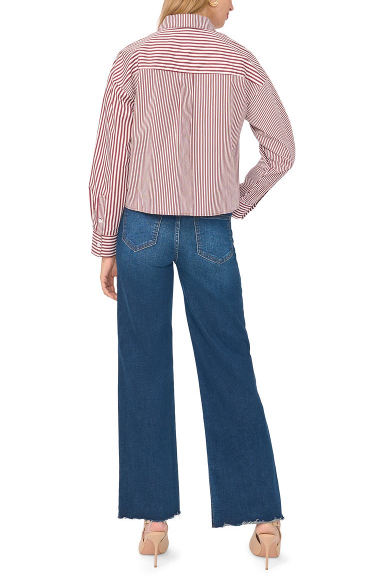 Striped Long Sleeve Button-Up Shirt, Alternate, color, BLOOM PLUM