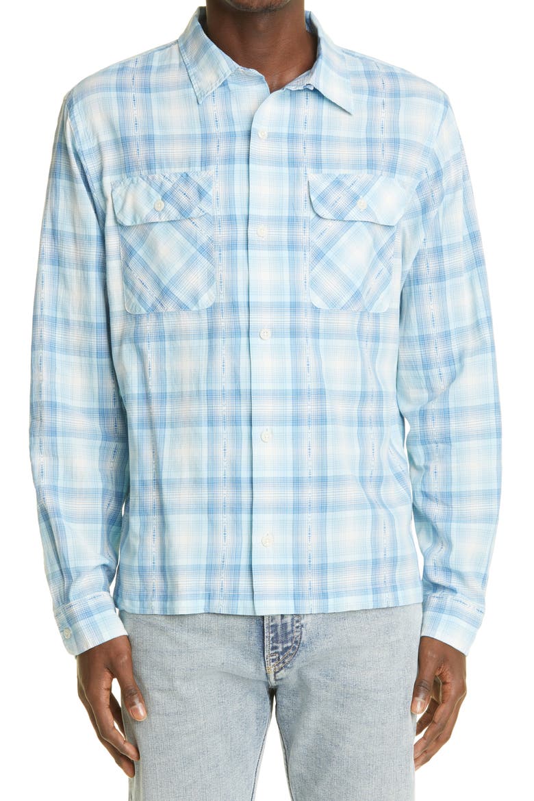 Men's Carter Camp Plaid Button-Up Shirt, Main, color, BLUE/ CREAM