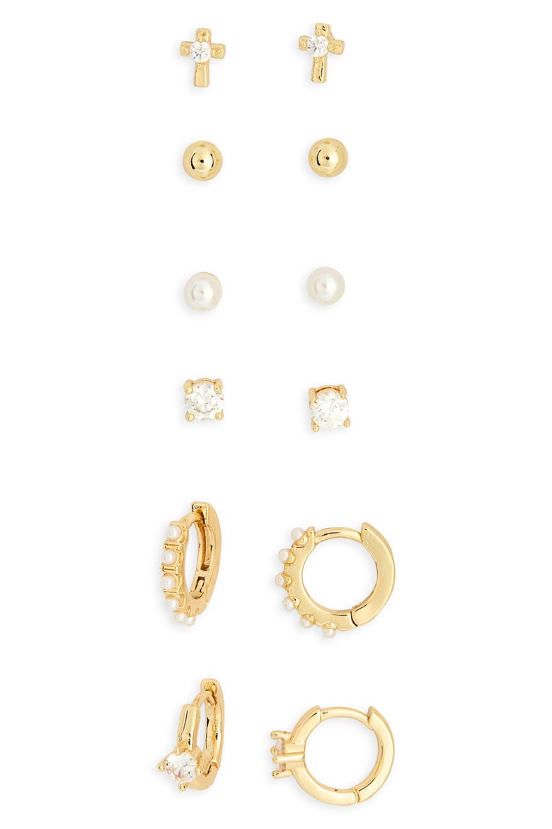 Assorted 6-Pack Cubic Zirconia Earrings, Alternate, color, CLEAR- WHITE- GOLD