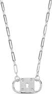Sterling Forever Double Padlock Cubic Zirconia Pendant Necklace