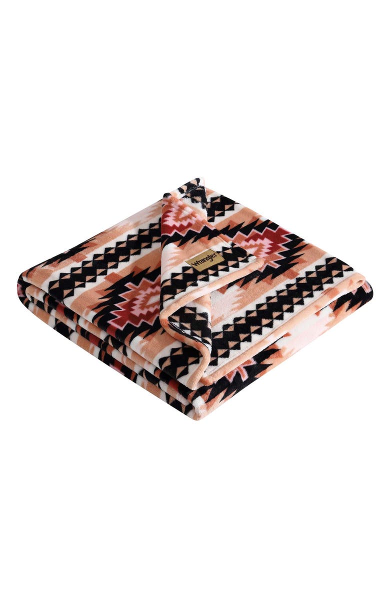 Wrangler Plains Creek Soft Plush Throw, Main, color, Orange