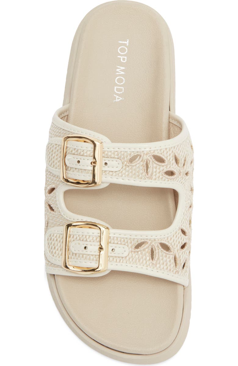 TOP MODA Alaska Slide Sandal, Alternate, color, Ivory Raffia