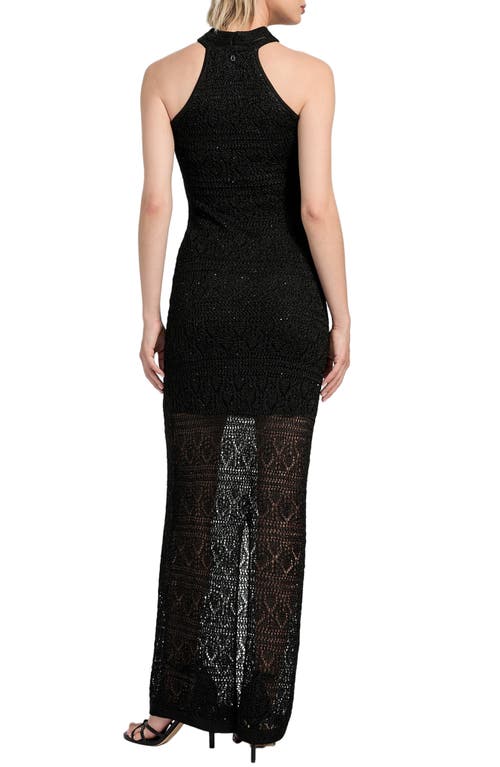 Guess Cynthia Sequin Keyhole Maxi Dress In Black