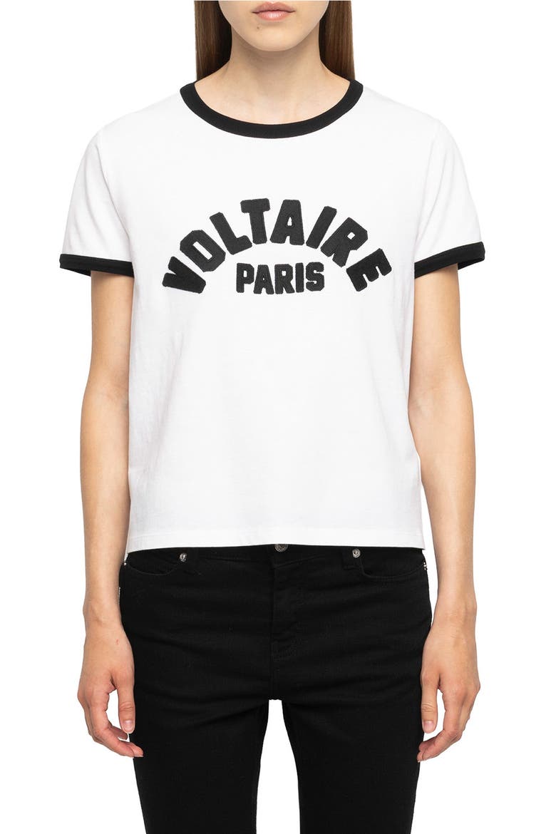 Alys Voltaire Paris Appliqué Cotton Graphic T-Shirt, Main, color, WHITE