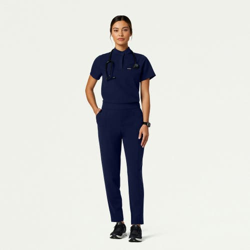 Jaanuu 1-pocket Classic Banded Collar Scrub Top In Blue
