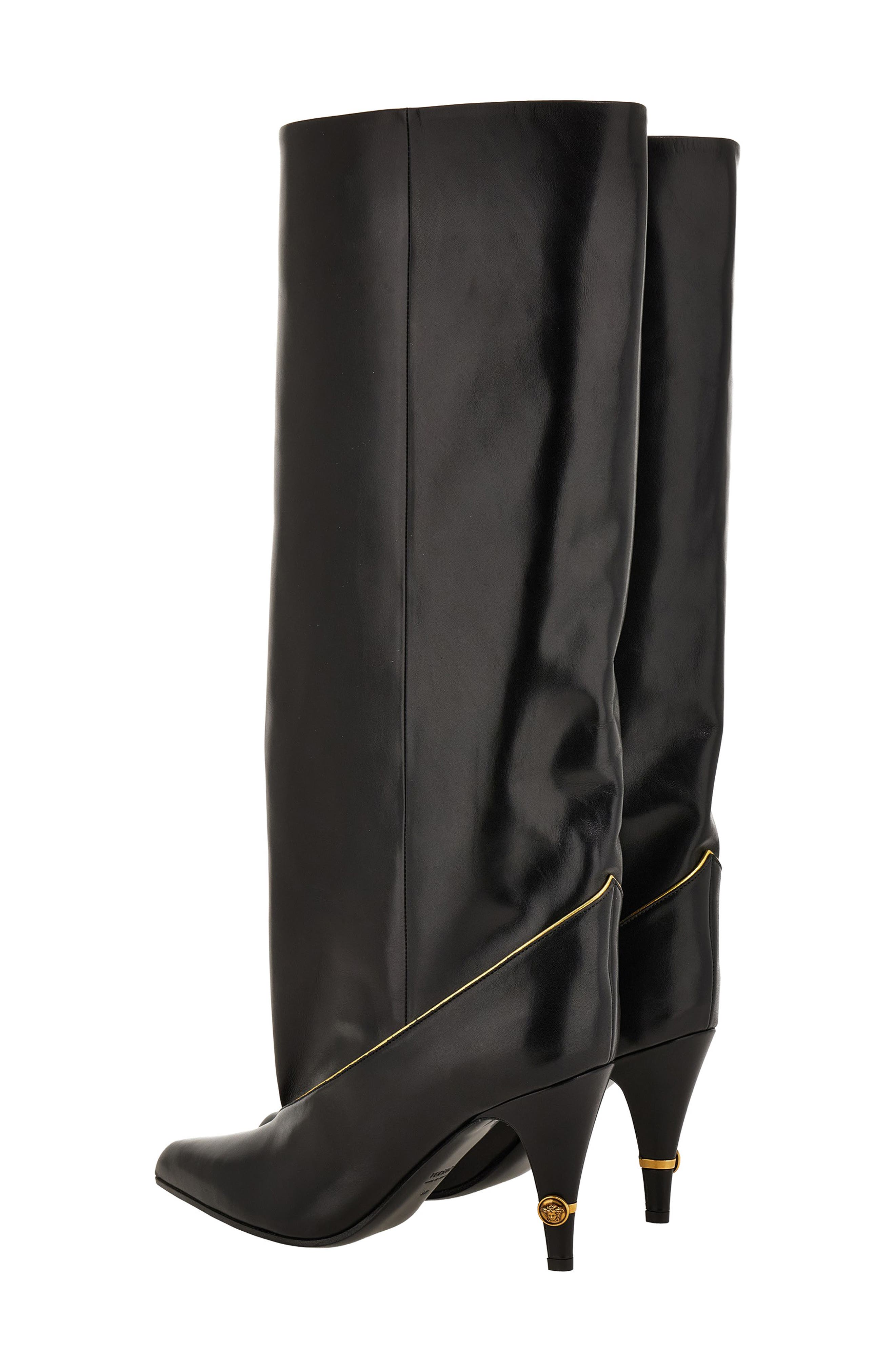 Knee High Boot, Alternate, color, BLACK-GOLD 82