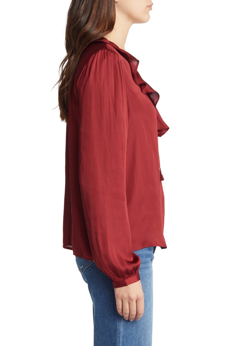 PAIGE Ilara Ruffle Blouse, Alternate, color, Burgundy