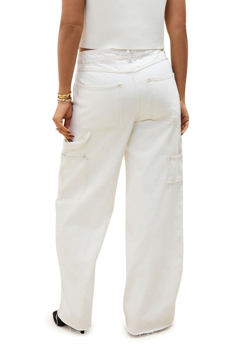 Raw Hem Wide Leg Carpenter Jeans, Alternate, color, NEUTRAL