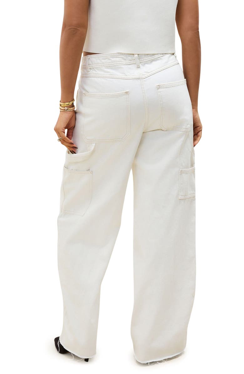 NEXT Raw Hem Wide Leg Carpenter Jeans, Alternate, color, Neutral