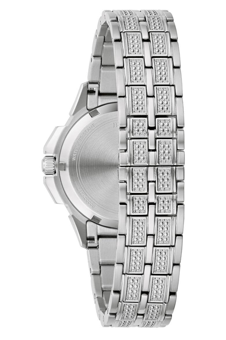 Octava Pavé Crystal Bracelet Watch, 34mm, Alternate, color, SILVER