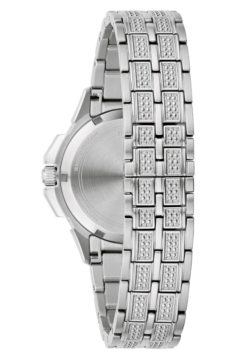 BULOVA Octava Pavé Crystal Bracelet Watch, 34mm, Alternate, color, Silver