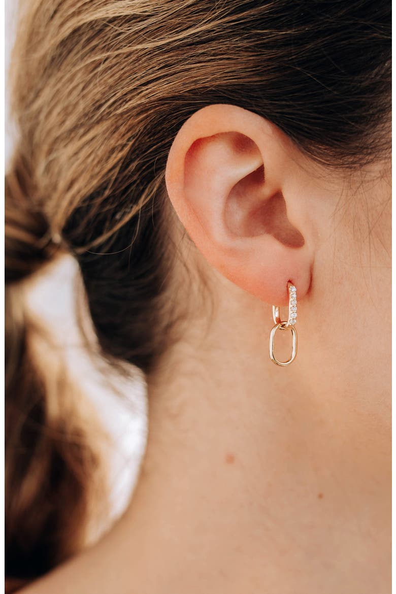 Diamond Pavé Paper Clip Hoop Earrings, Alternate, color, YELLOW GOLD