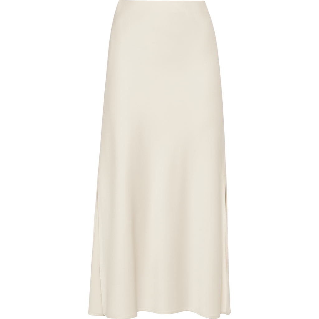Brunello Cucinelli Satin Cady Fluid Pencil Skirt In White