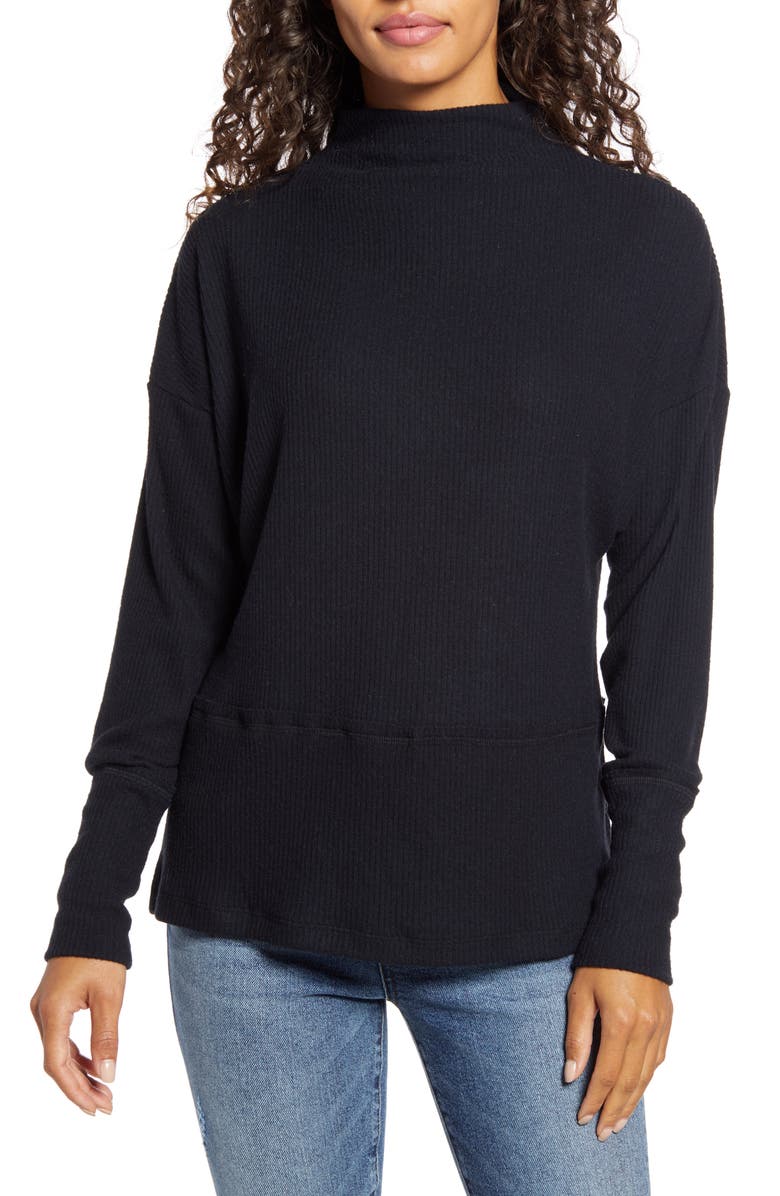Caslon<sup>®</sup> Rib Funnel Neck Sweater, Main, color, 