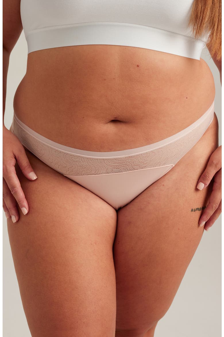 Period & Leakproof Light Absorbency Lace Panel Thong, Main, color, QUARTZ BLUSH