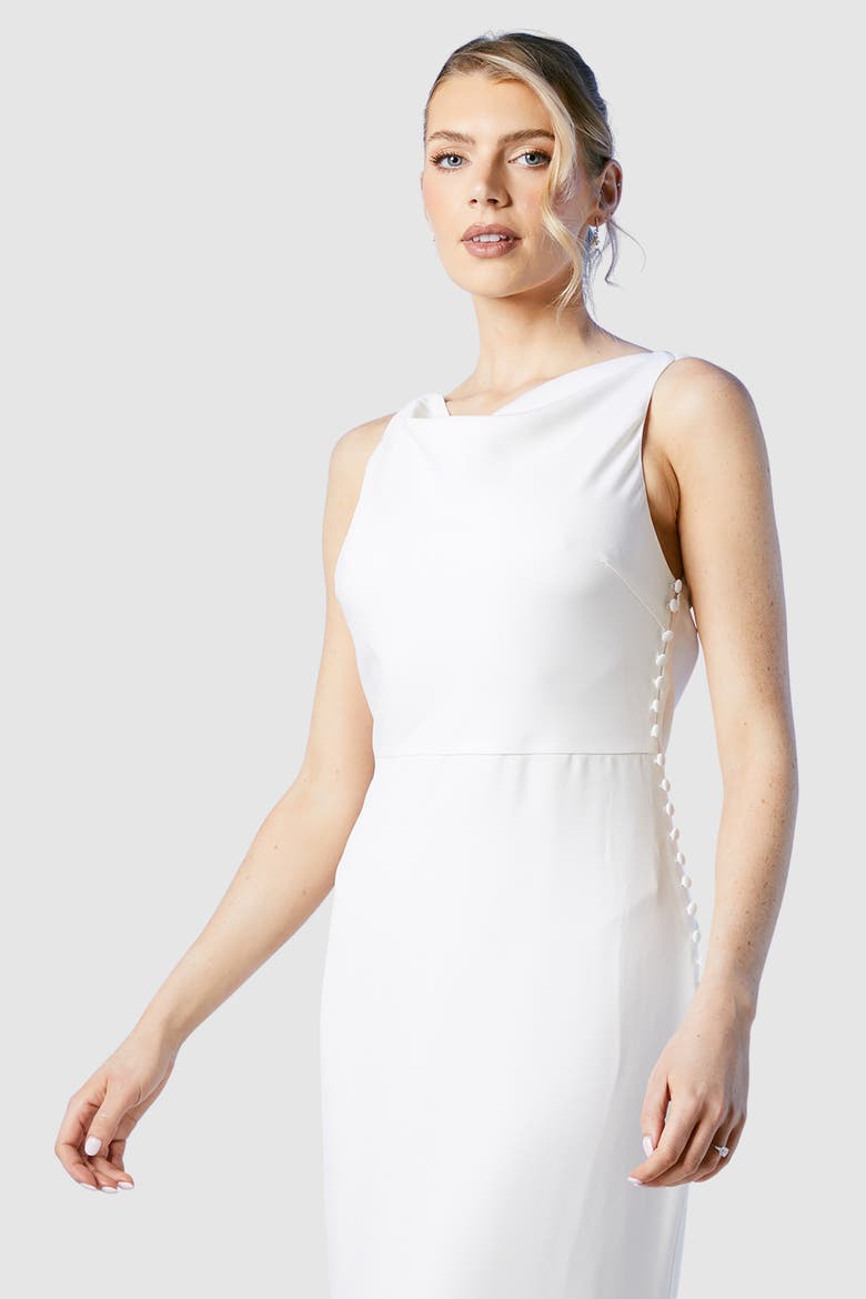 Chiffon Cowl Neck Maxi Dress, Alternate, color, Ivory