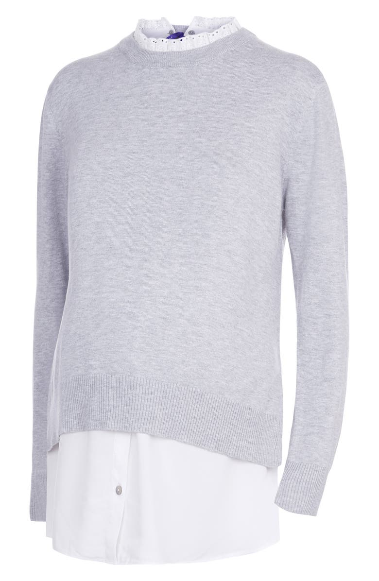 Seraphine Layered Lace Trim Maternity/Nursing Sweater, Alternate, color, 