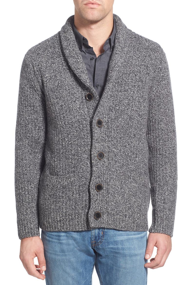 Shawl Collar Wool Blend Cardigan, Main, color, HEATHER GREY