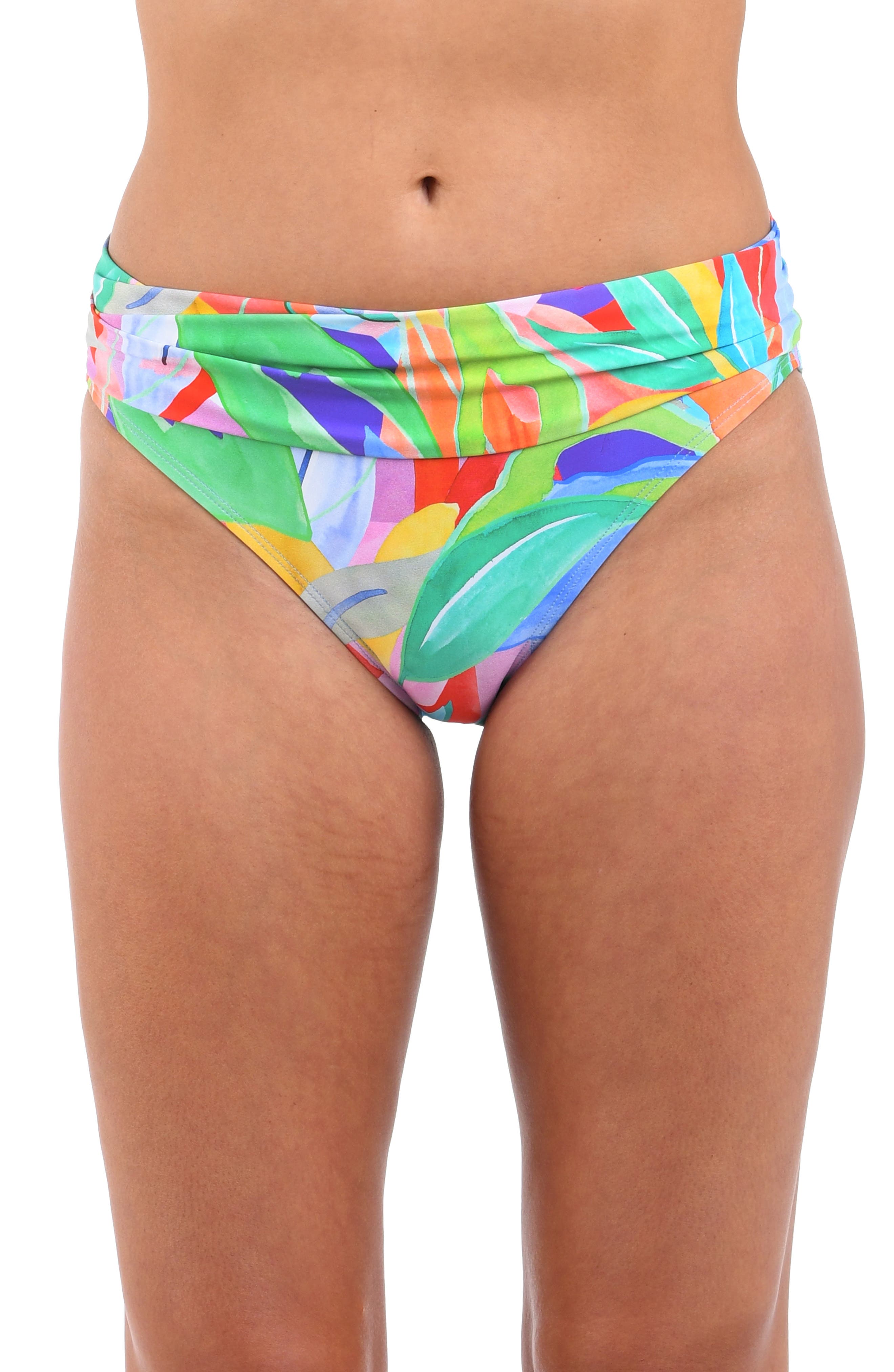 La Blanca Tropi-flage Shirred Bikini Bottoms