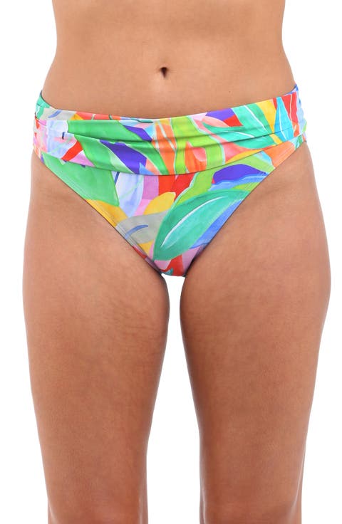 Tropi-flage Shirred Bikini Bottoms